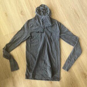 Moving Comfort Chic Hoodie Hooded Shirt Gray Funnel Neck Medium